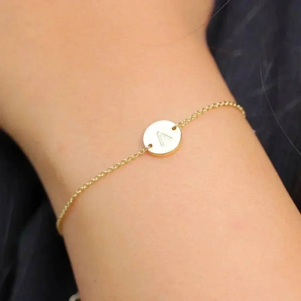Reserved for Rebecca H, Letter J & T - ENGRAVED CHARM GOLD BRACELET, ELDM22240 - Picture 7 of 12